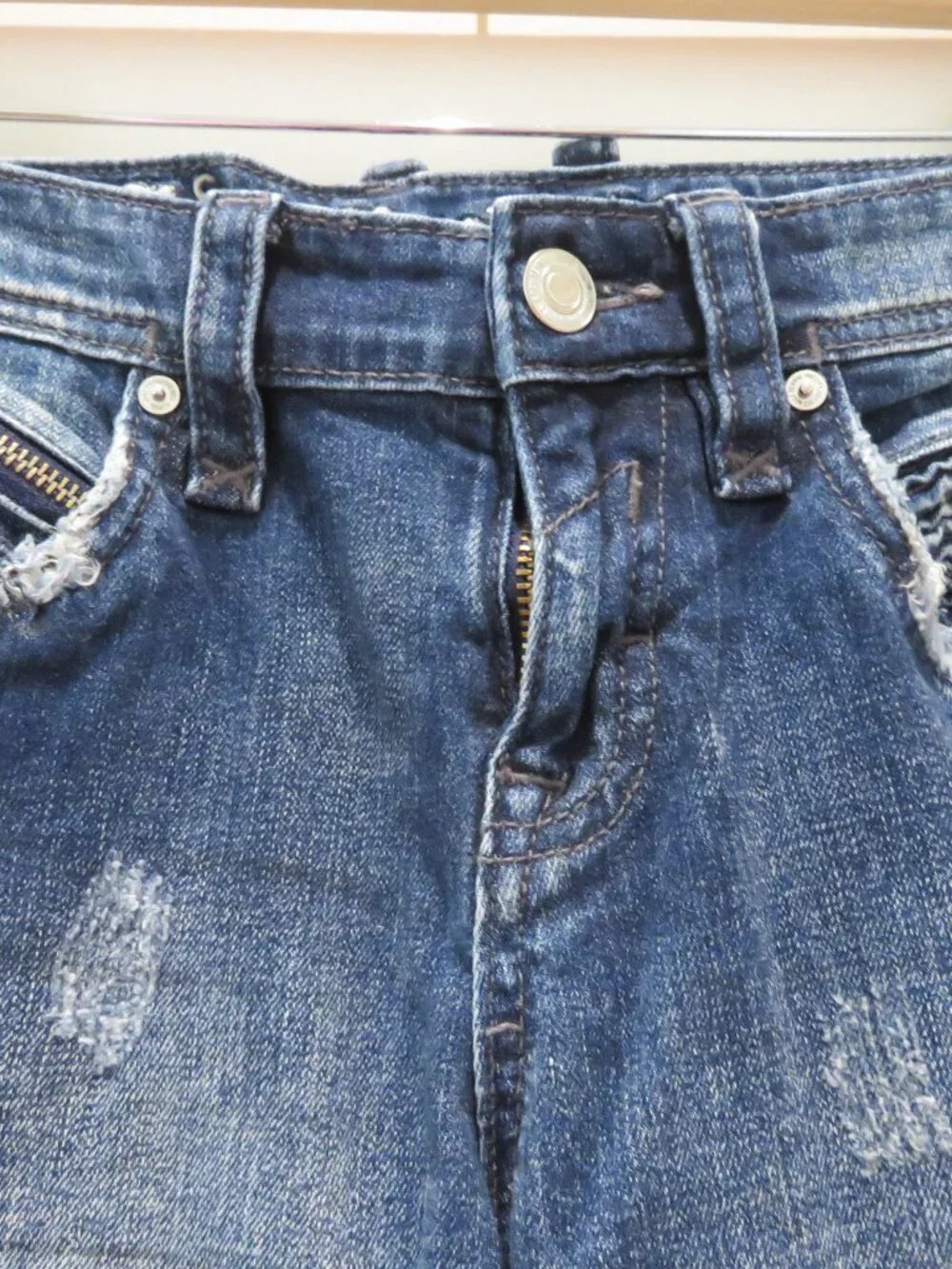 ROCK REVIVAL Daviday Moto Stretch Distressed Jeans Blue Denim Size 29 Western